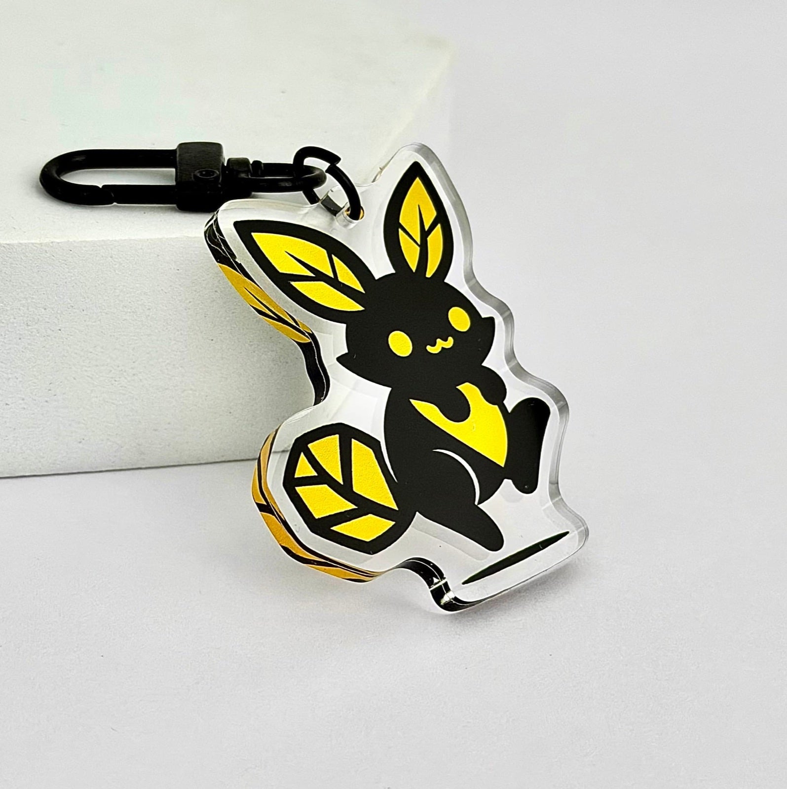 Black and yellow character custom acrylic keychain