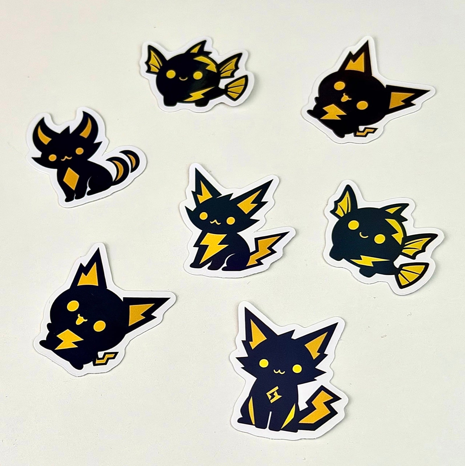 Set of black and yellow character full-cut stickers